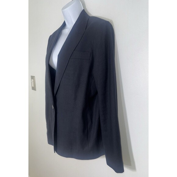 Vince Black Linen Blend Blazer One Button Surgeon Cuff Pockets Women Size 10 EUC - Picture 3 of 13